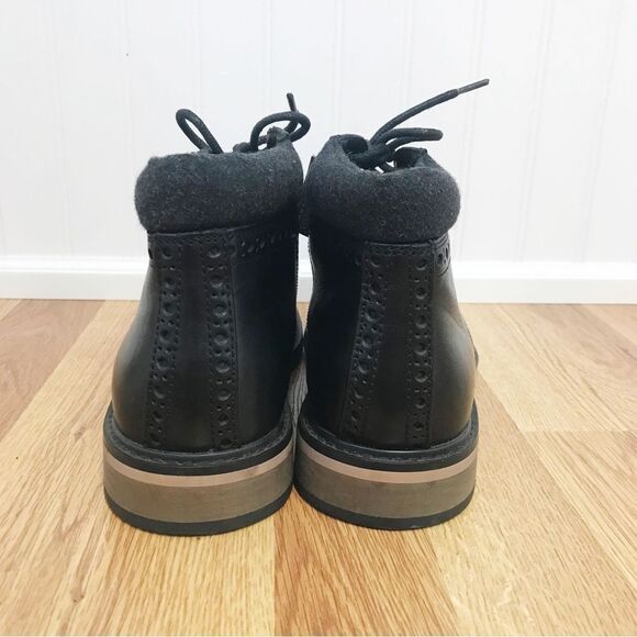 EXPRESS Black Leather Oxford Ankle Boot Cap Toe Cuffed Dress Shoe Size‎ 8 New - Picture 6 of 14